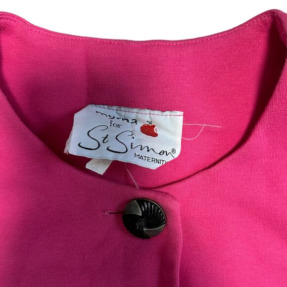 Vintage St. Simon Maternity Dress A-Line Bright Pink Barbie Medium Work Career - Picture 5 of 6